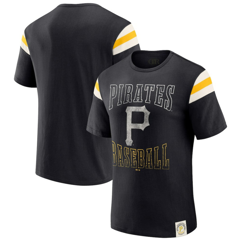 Pittsburgh Pirates Darius Rucker Collection by Fanatics Distressed Sleeve Stripe T-Shirt - MLB
