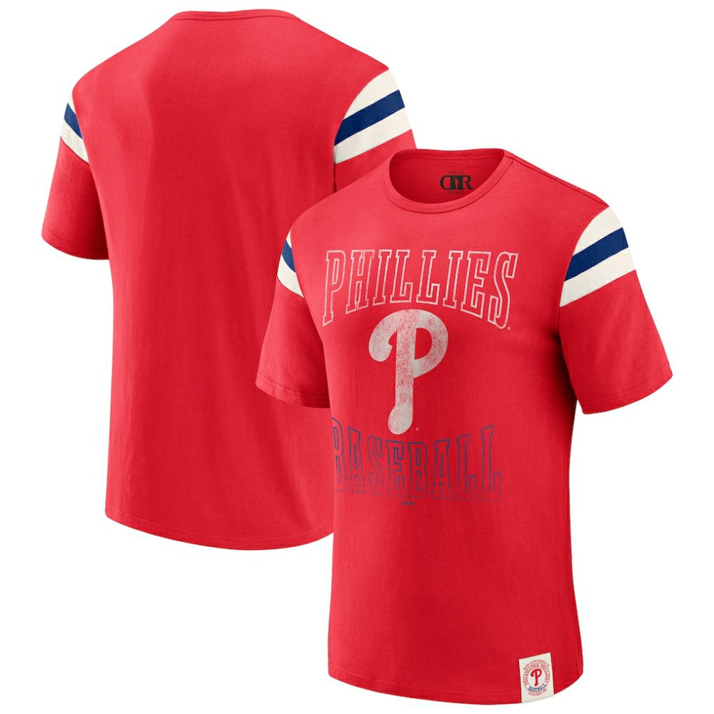 Philadelphia Phillies Darius Rucker Collection by Fanatics Distressed Sleeve Stripe T-Shirt - MLB