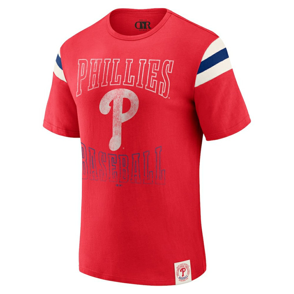 Philadelphia Phillies Darius Rucker Collection by Fanatics Distressed Sleeve Stripe T-Shirt - MLB
