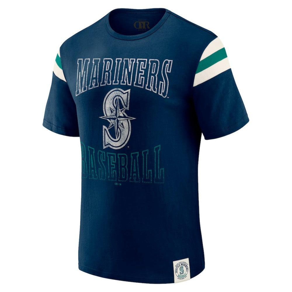 Seattle Mariners Darius Rucker Collection by Fanatics Distressed Sleeve Stripe T-Shirt - MLB