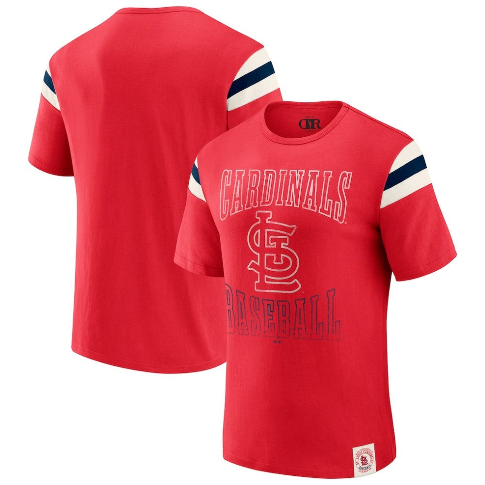 St. Louis Cardinals Darius Rucker Collection by Fanatics Distressed Sleeve Stripe T-Shirt - MLB