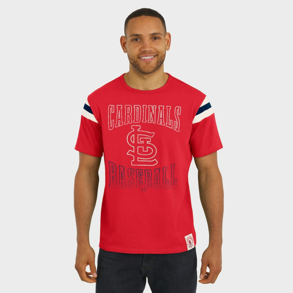 St. Louis Cardinals Darius Rucker Collection by Fanatics Distressed Sleeve Stripe T-Shirt - MLB