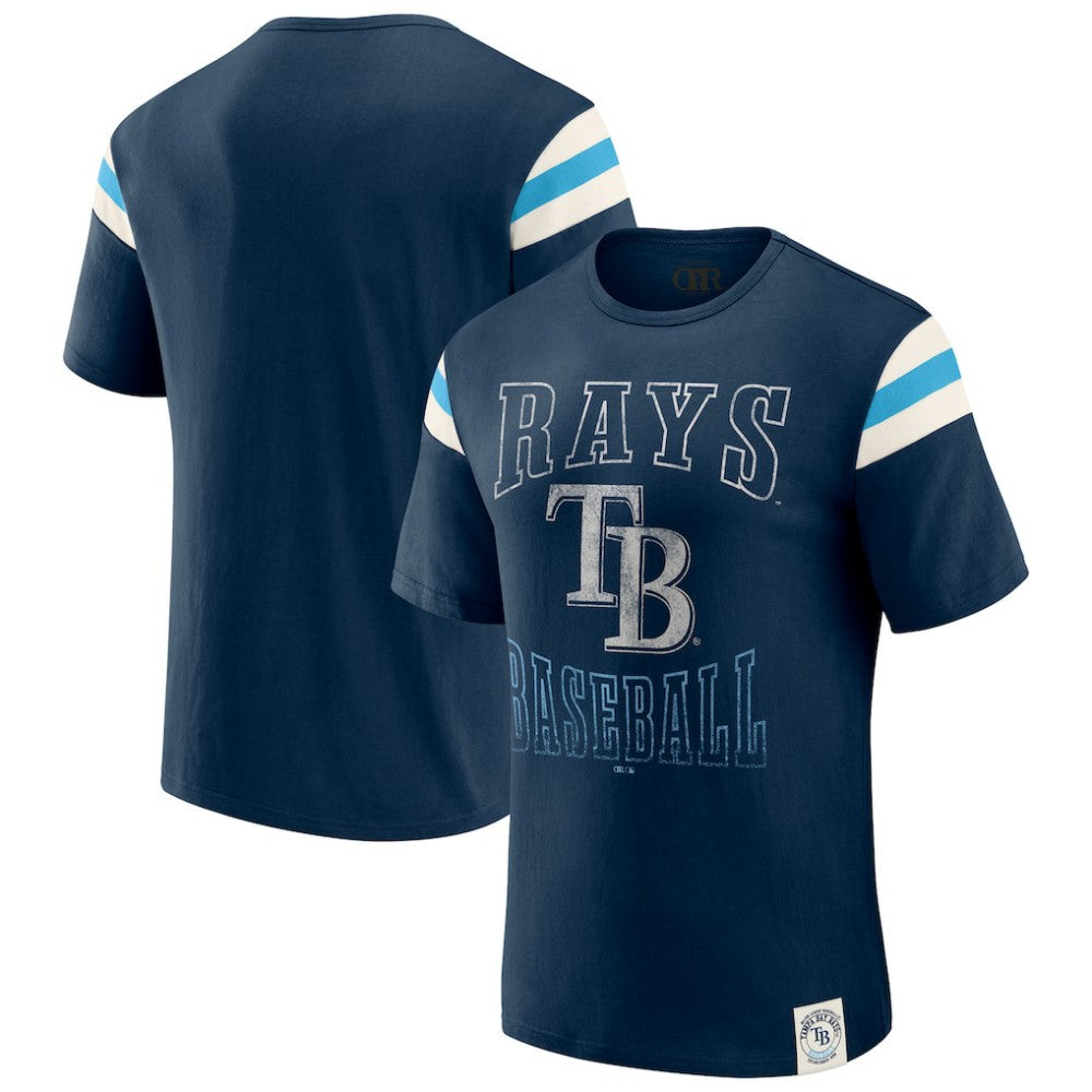Tampa Bay Rays Darius Rucker Collection by Fanatics Distressed Sleeve Stripe T-Shirt - MLB