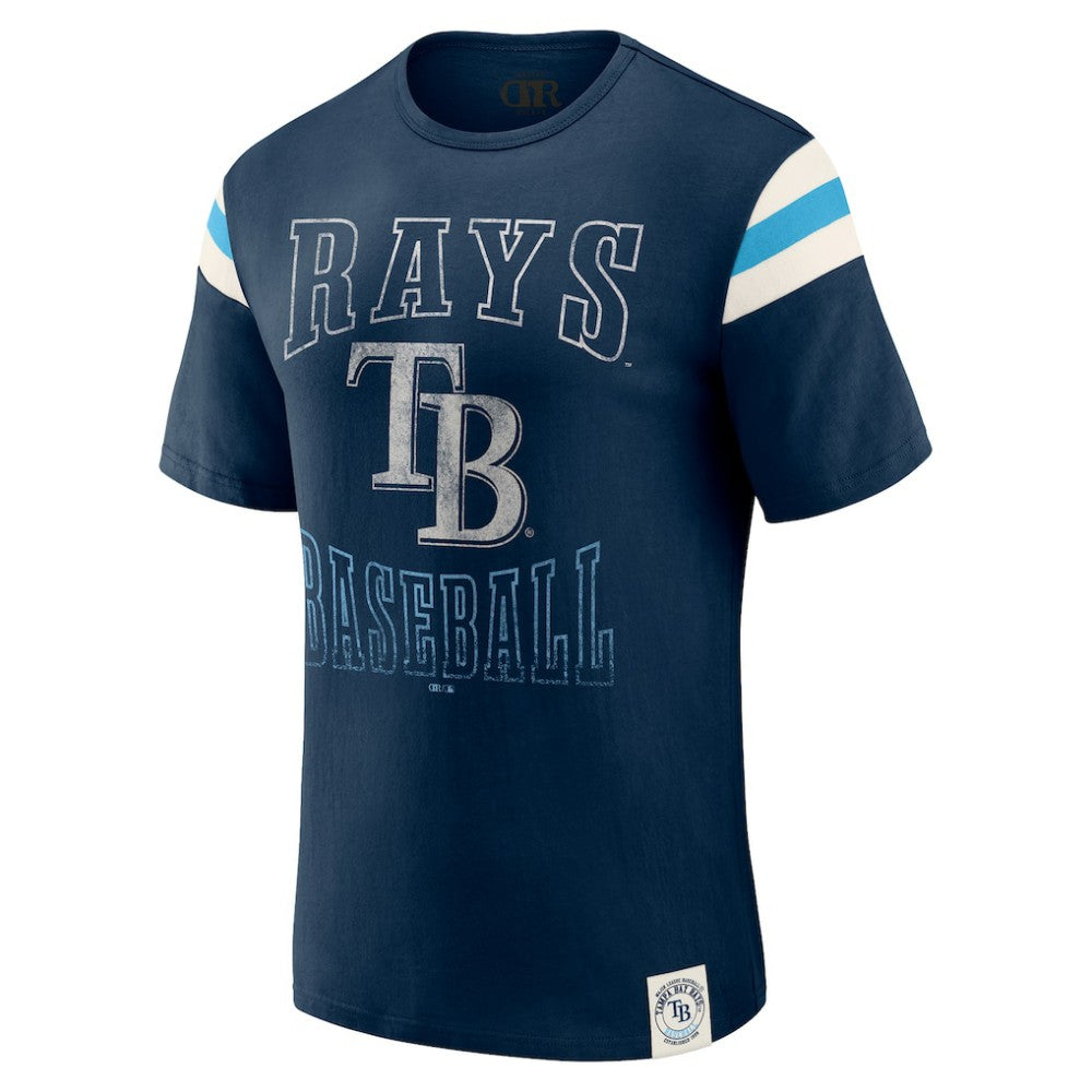 Tampa Bay Rays Darius Rucker Collection by Fanatics Distressed Sleeve Stripe T-Shirt - MLB