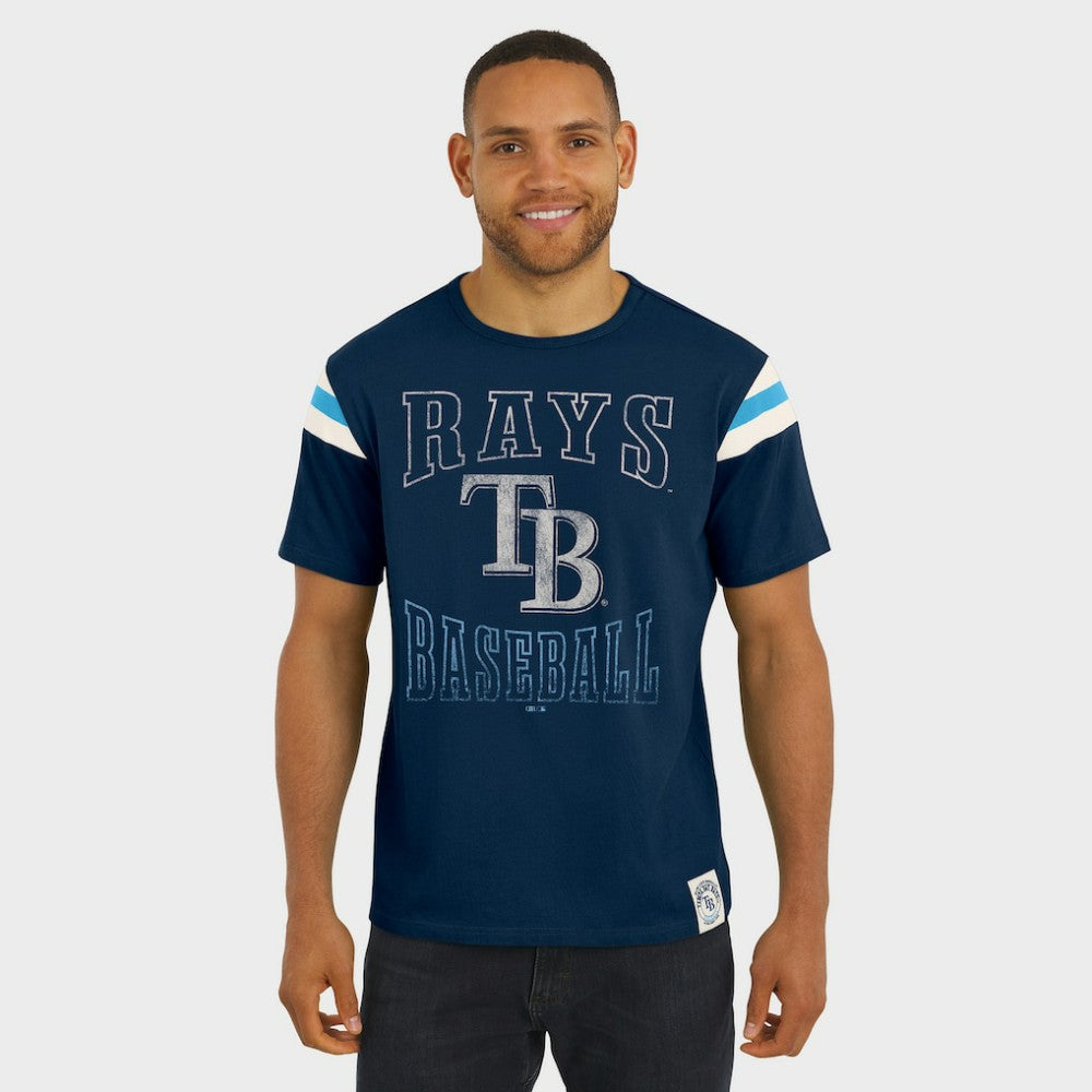 Tampa Bay Rays Darius Rucker Collection by Fanatics Distressed Sleeve Stripe T-Shirt - MLB