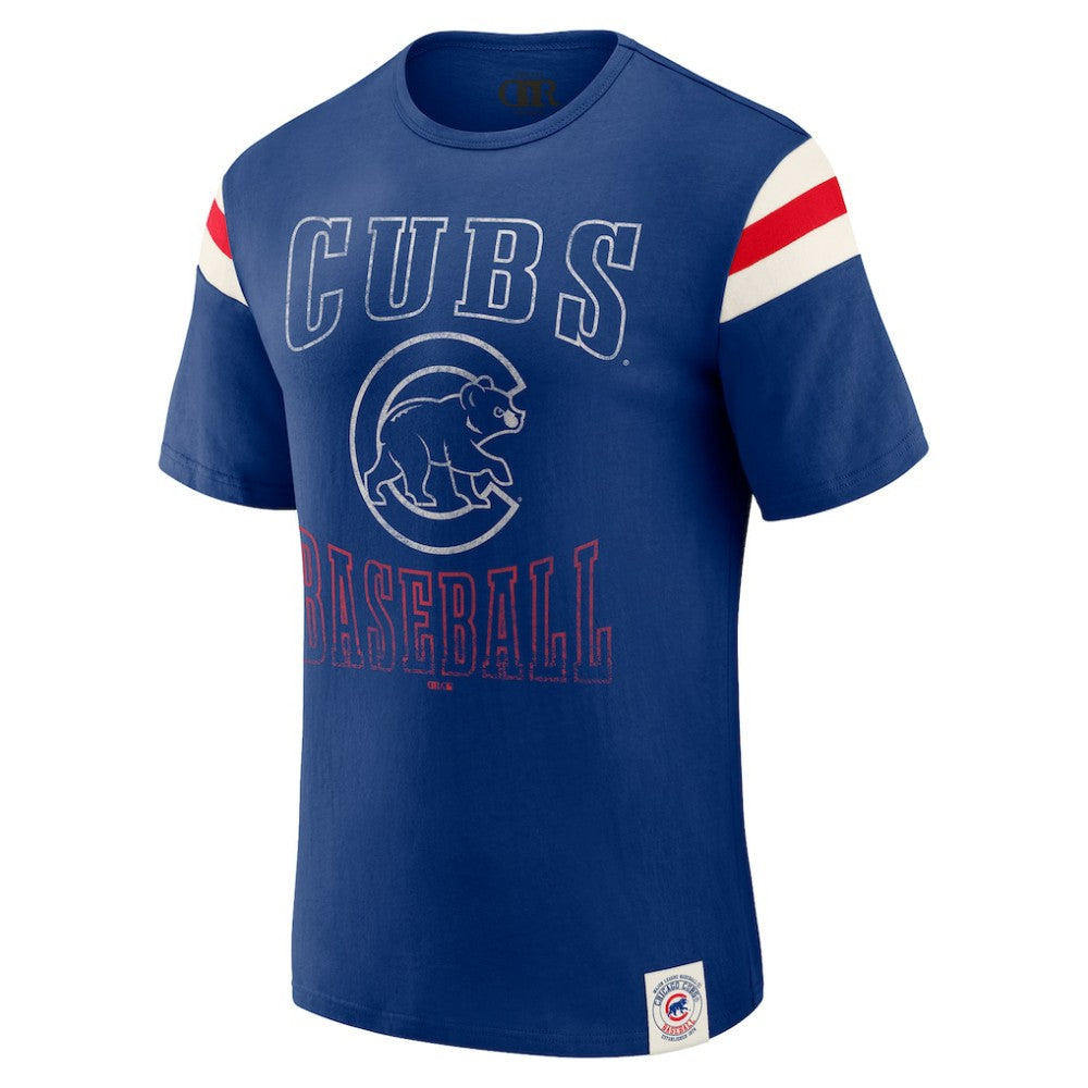 Chicago Cubs Darius Rucker Collection by Fanatics Distressed Sleeve Stripe T-Shirt - MLB