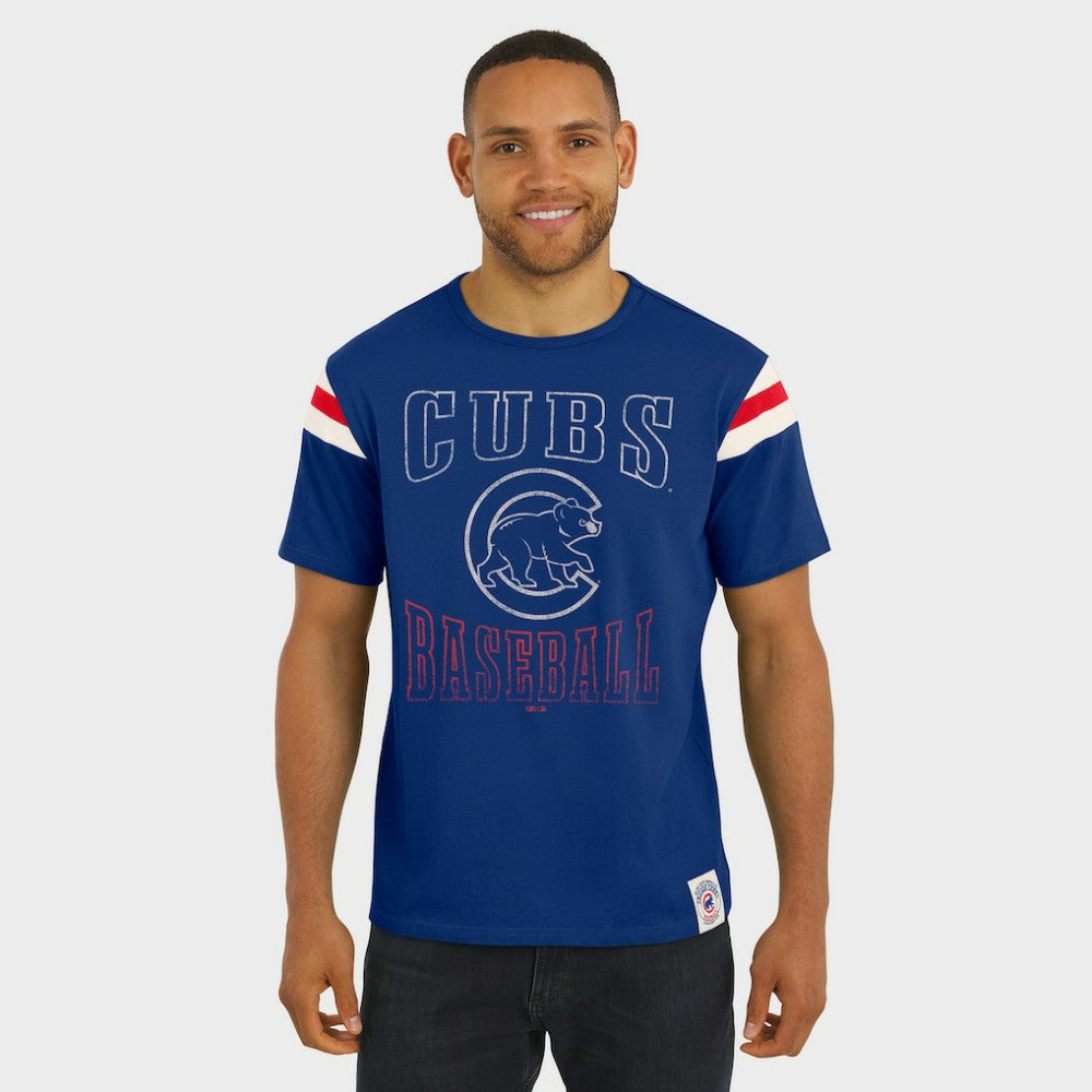 Chicago Cubs Darius Rucker Collection by Fanatics Distressed Sleeve Stripe T-Shirt - MLB