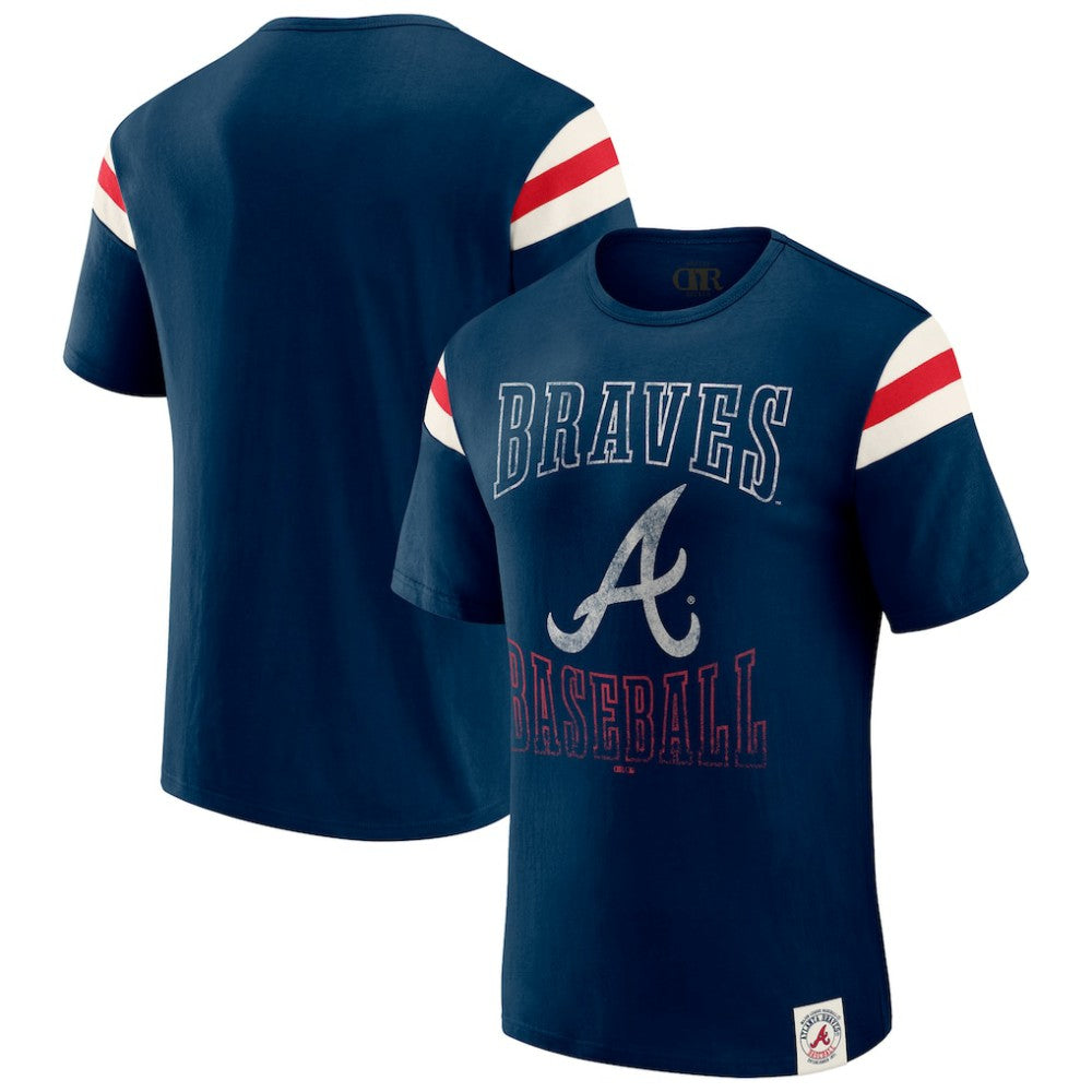 Atlanta Braves Darius Rucker Collection by Fanatics Distressed Sleeve Stripe T-Shirt - MLB
