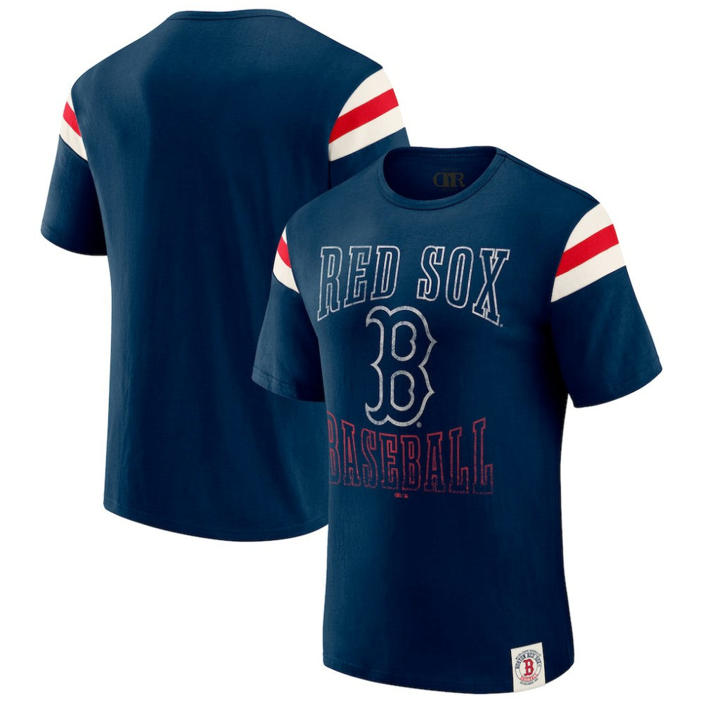 Boston Red Sox Darius Rucker Collection by Fanatics Distressed Sleeve Stripe T-Shirt - MLB