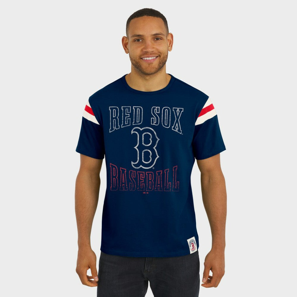 Boston Red Sox Darius Rucker Collection by Fanatics Distressed Sleeve Stripe T-Shirt - MLB