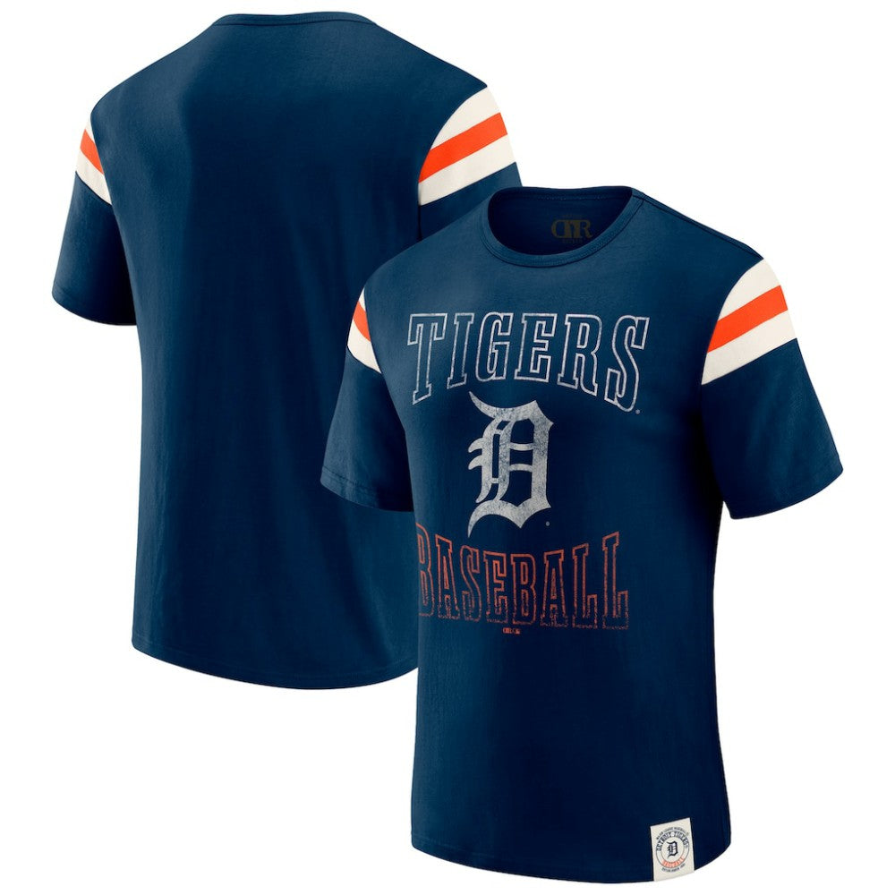 Detroit Tigers Darius Rucker Collection by Fanatics Distressed Sleeve Stripe T-Shirt - MLB