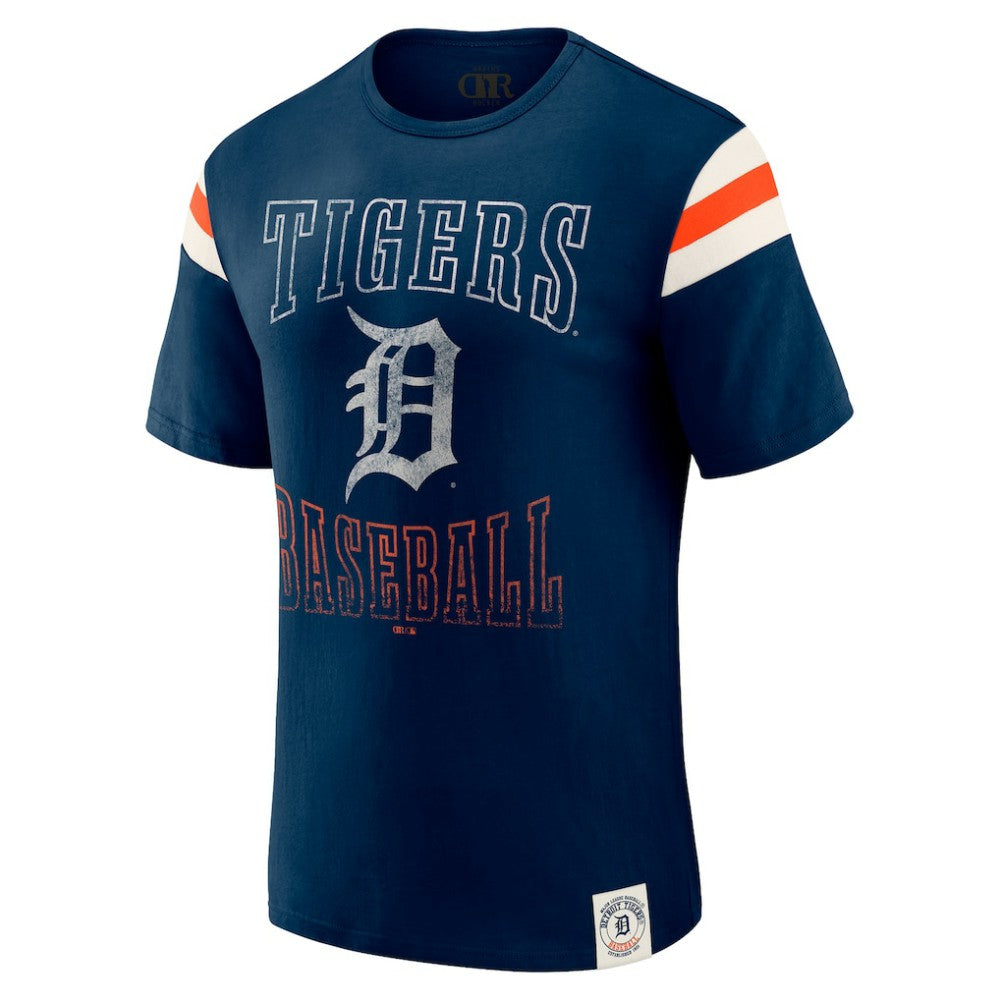 Detroit Tigers Darius Rucker Collection by Fanatics Distressed Sleeve Stripe T-Shirt - MLB