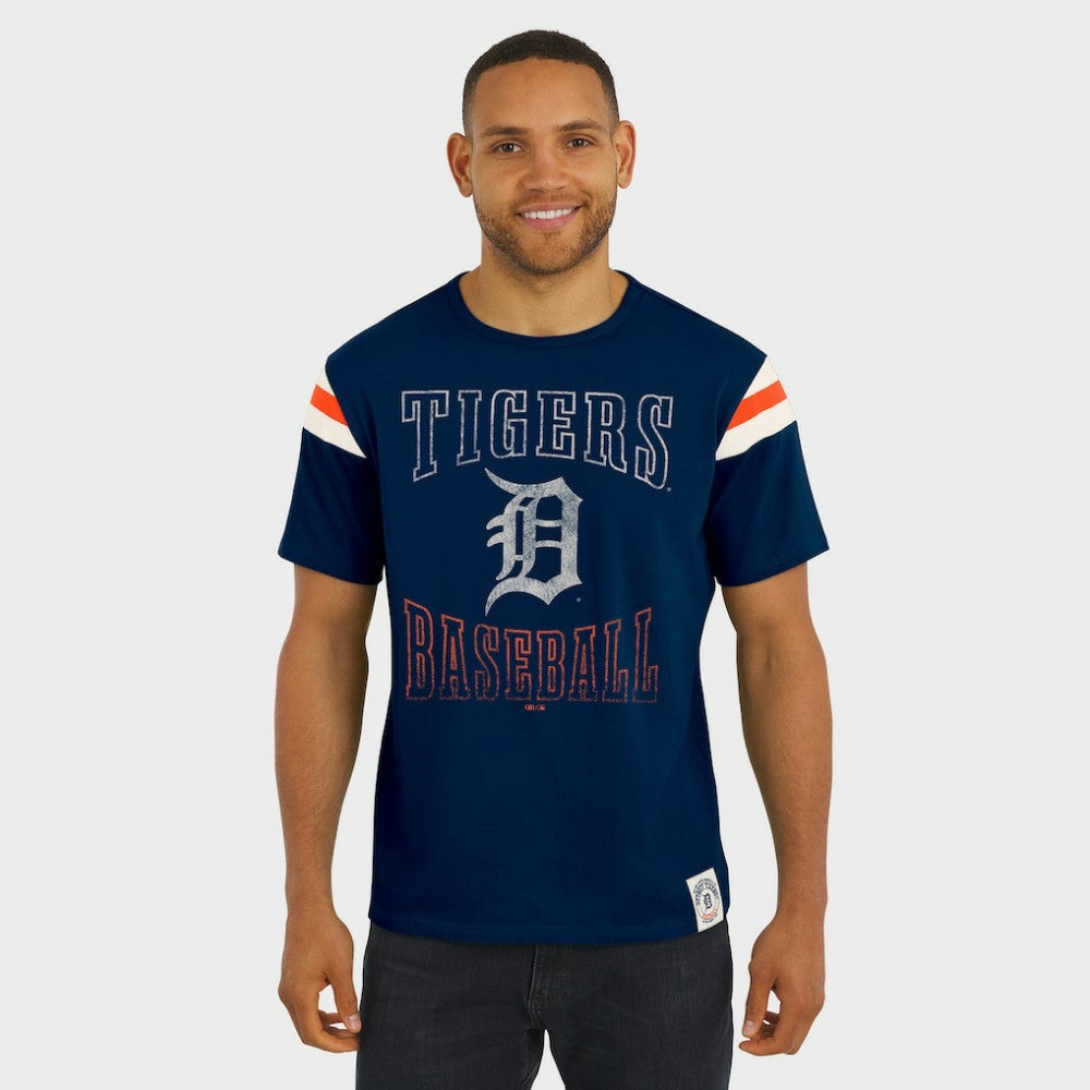 Detroit Tigers Darius Rucker Collection by Fanatics Distressed Sleeve Stripe T-Shirt - MLB