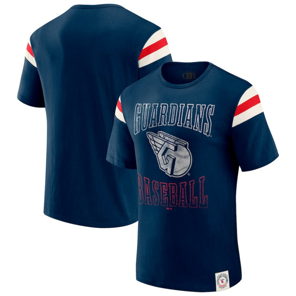 Cleveland Guardians Darius Rucker Collection by Fanatics Distressed Sleeve Stripe T-Shirt - MLB