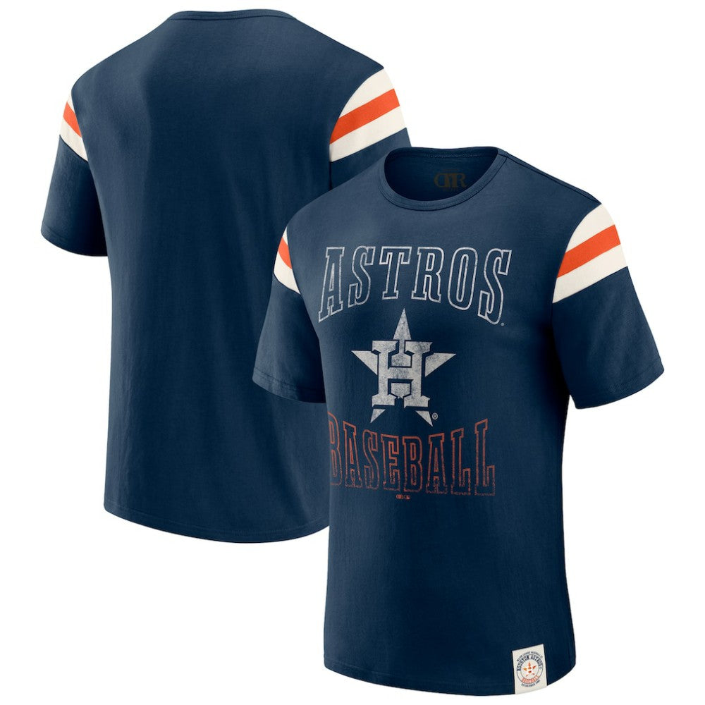 Houston Astros Darius Rucker Collection by Fanatics Distressed Sleeve Stripe T-Shirt - MLB
