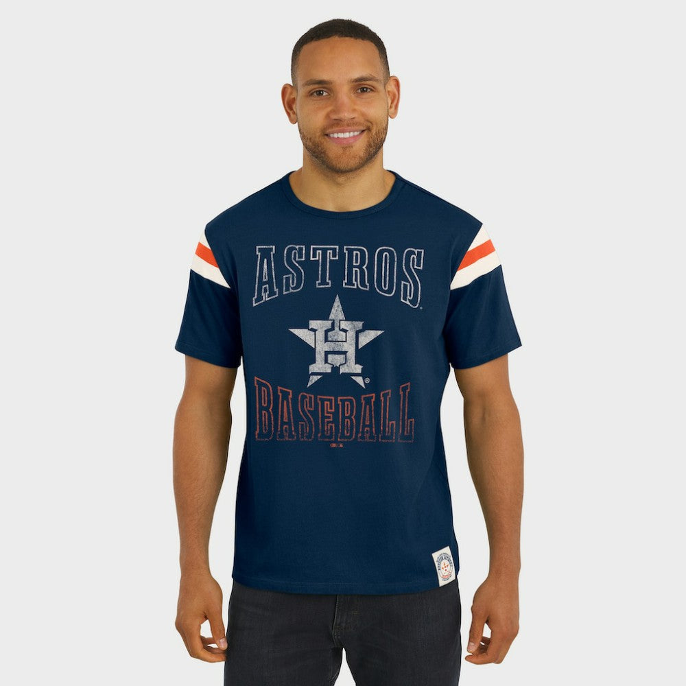 Houston Astros Darius Rucker Collection by Fanatics Distressed Sleeve Stripe T-Shirt - MLB