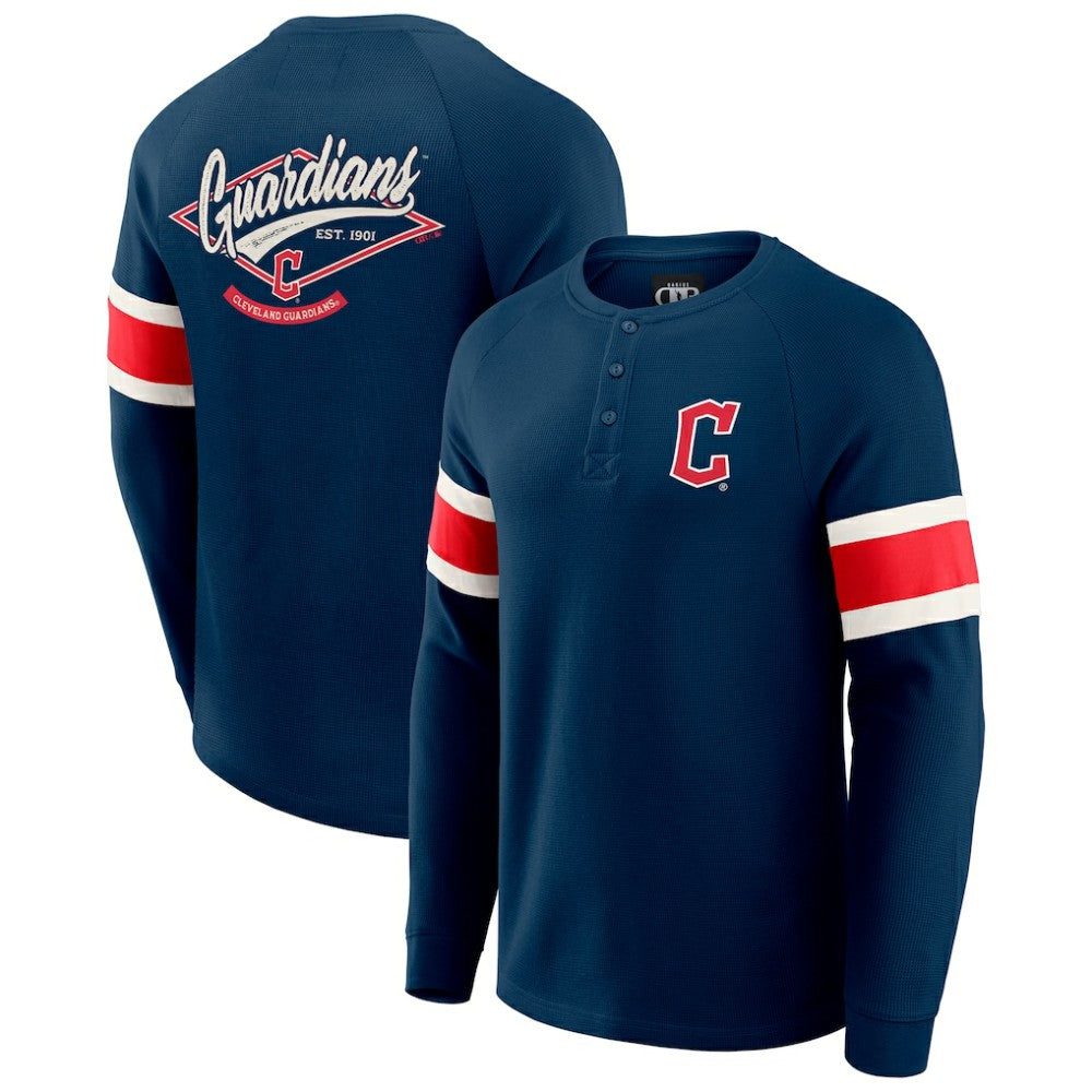 Cleveland Guardians Darius Rucker Collection by Fanatics Waffle-Knit Raglan Long Sleeve Henley T-Shirt - MLB