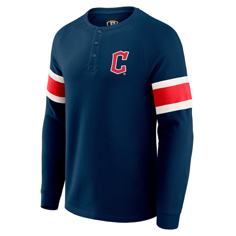 Cleveland Guardians Darius Rucker Collection by Fanatics Waffle-Knit Raglan Long Sleeve Henley T-Shirt - MLB