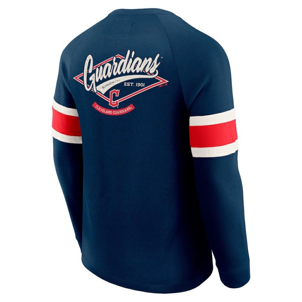 Cleveland Guardians Darius Rucker Collection by Fanatics Waffle-Knit Raglan Long Sleeve Henley T-Shirt - MLB