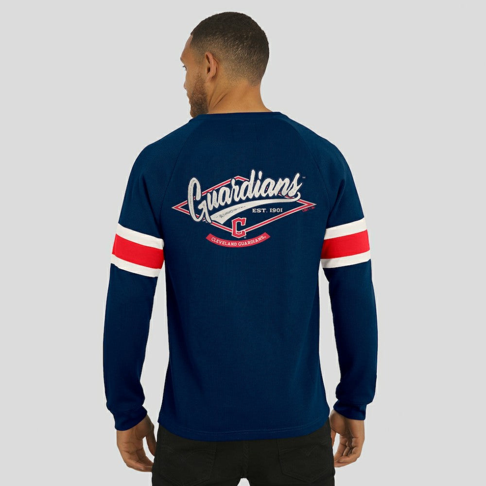 Cleveland Guardians Darius Rucker Collection by Fanatics Waffle-Knit Raglan Long Sleeve Henley T-Shirt - MLB