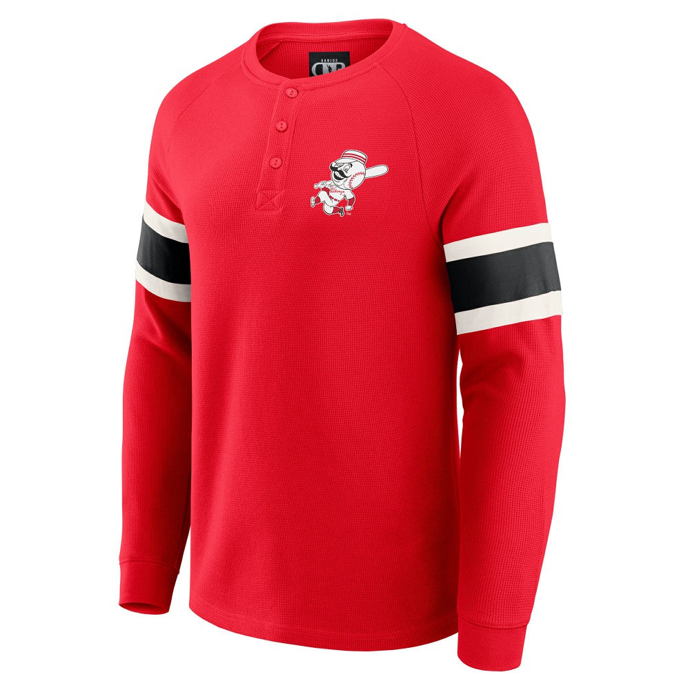 Cincinnati Reds Darius Rucker Collection by Fanatics Waffle-Knit Raglan Long Sleeve Henley T-Shirt - MLB