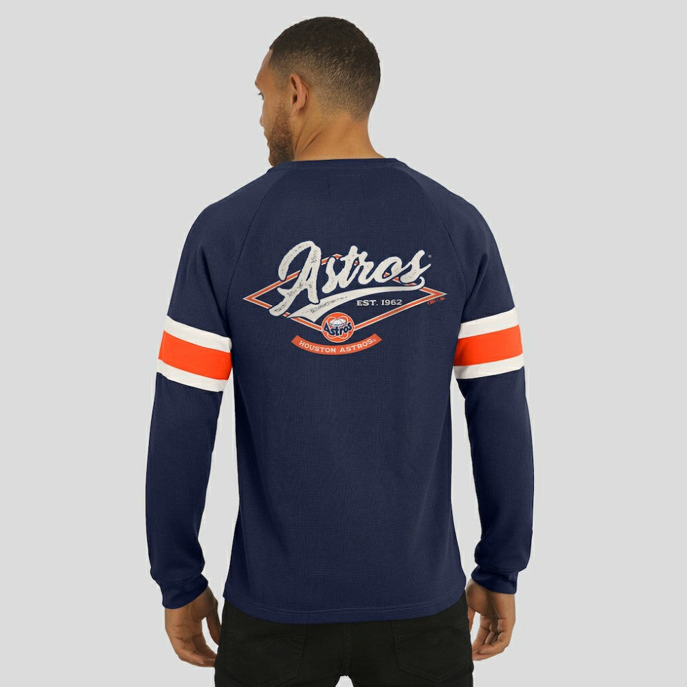 Houston Astros Darius Rucker Collection by Fanatics Waffle-Knit Raglan Long Sleeve Henley T-Shirt - MLB