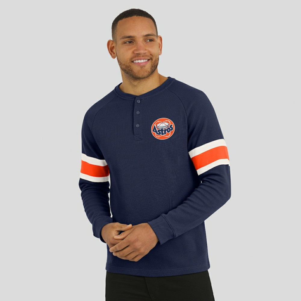 Houston Astros Darius Rucker Collection by Fanatics Waffle-Knit Raglan Long Sleeve Henley T-Shirt - MLB
