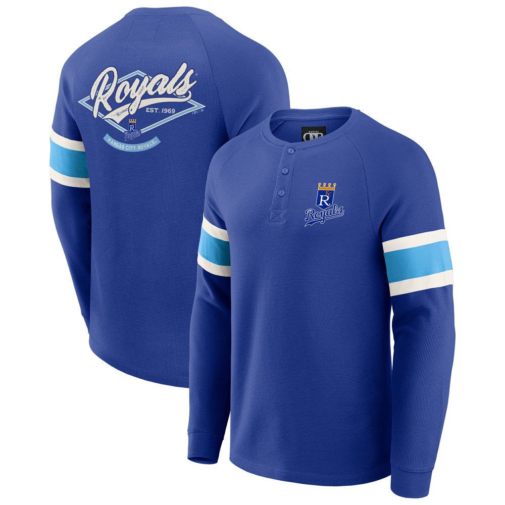 Kansas City Royals Darius Rucker Collection by Fanatics Waffle-Knit Raglan Long Sleeve Henley T-Shirt - MLB