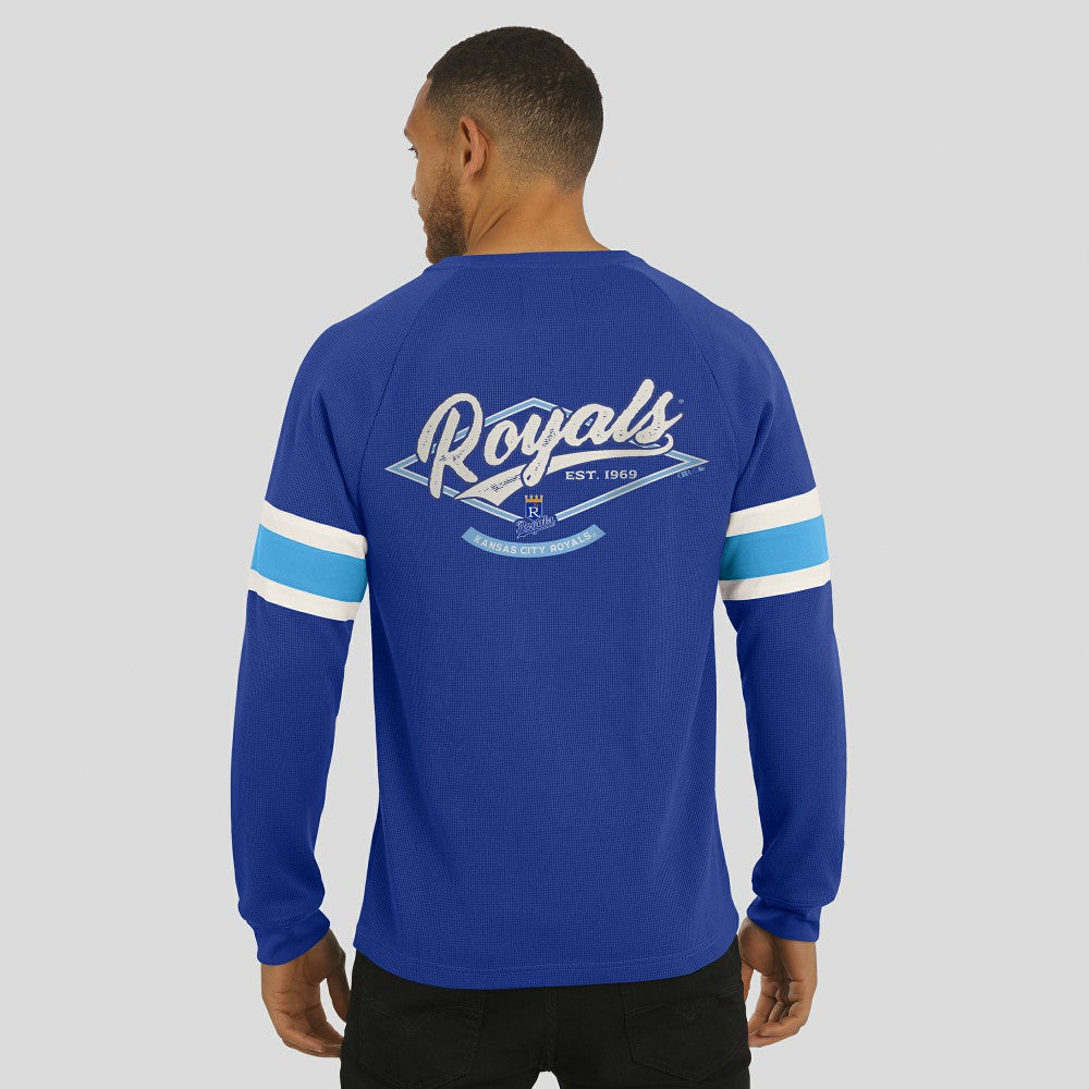 Kansas City Royals Darius Rucker Collection by Fanatics Waffle-Knit Raglan Long Sleeve Henley T-Shirt - MLB