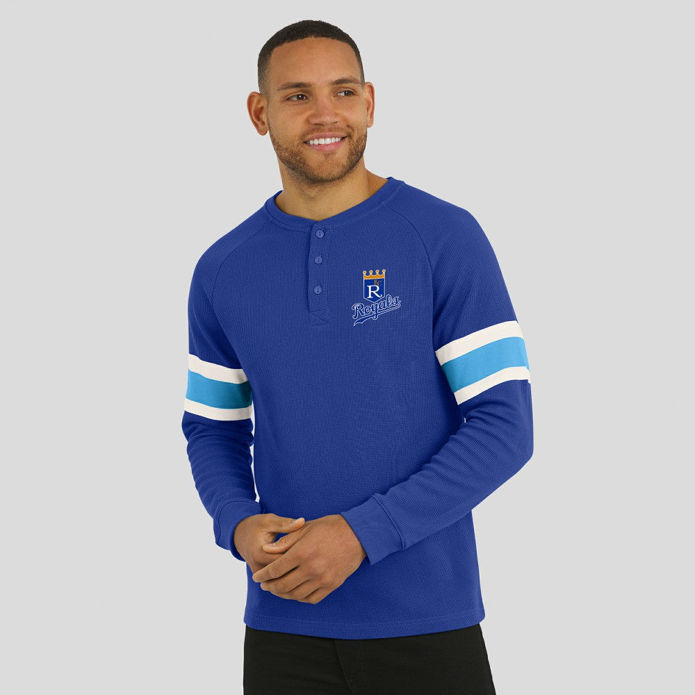 Kansas City Royals Darius Rucker Collection by Fanatics Waffle-Knit Raglan Long Sleeve Henley T-Shirt - MLB