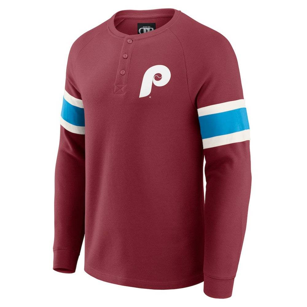 Philadelphia Phillies Darius Rucker Collection by Fanatics Waffle-Knit Raglan Long Sleeve Henley T-Shirt - MLB