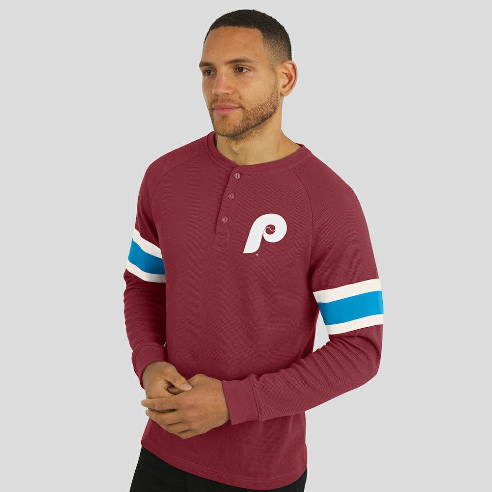 Philadelphia Phillies Darius Rucker Collection by Fanatics Waffle-Knit Raglan Long Sleeve Henley T-Shirt - MLB
