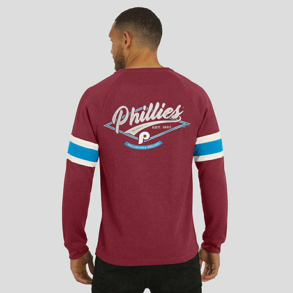 Philadelphia Phillies Darius Rucker Collection by Fanatics Waffle-Knit Raglan Long Sleeve Henley T-Shirt - MLB