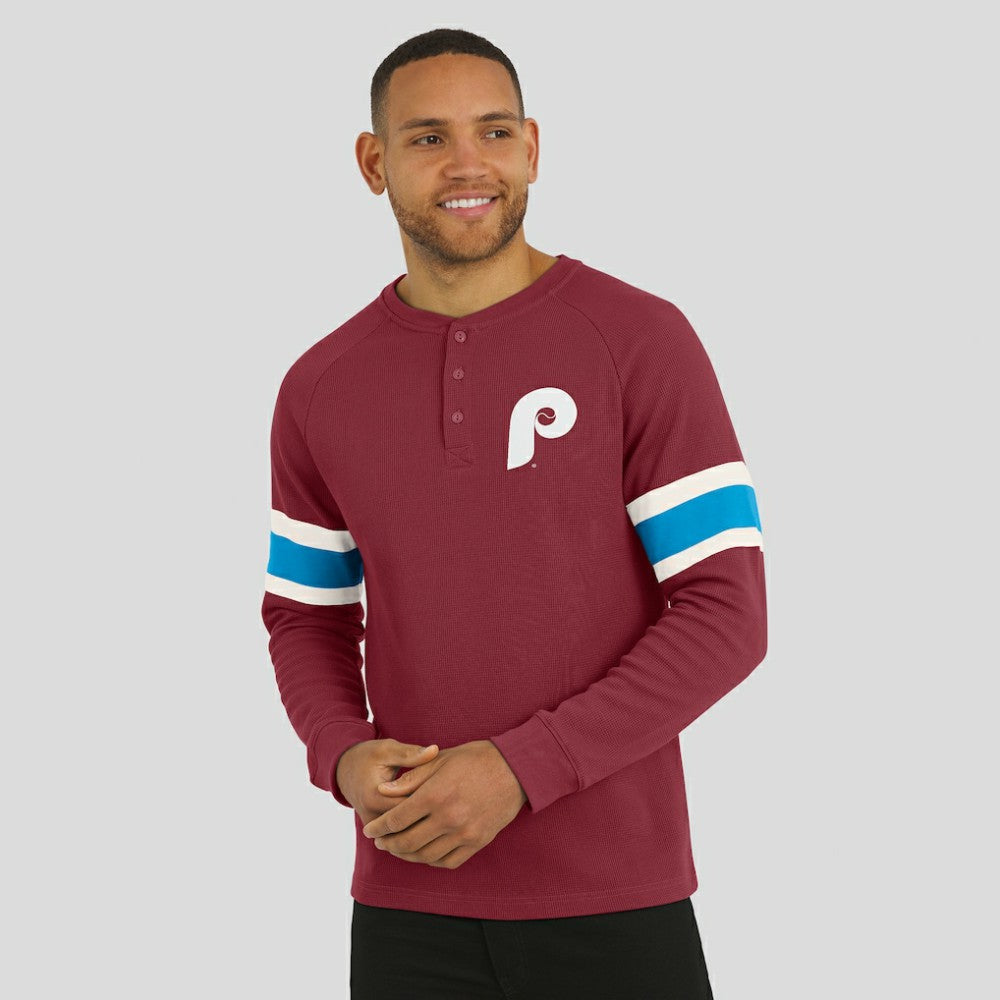 Philadelphia Phillies Darius Rucker Collection by Fanatics Waffle-Knit Raglan Long Sleeve Henley T-Shirt - MLB