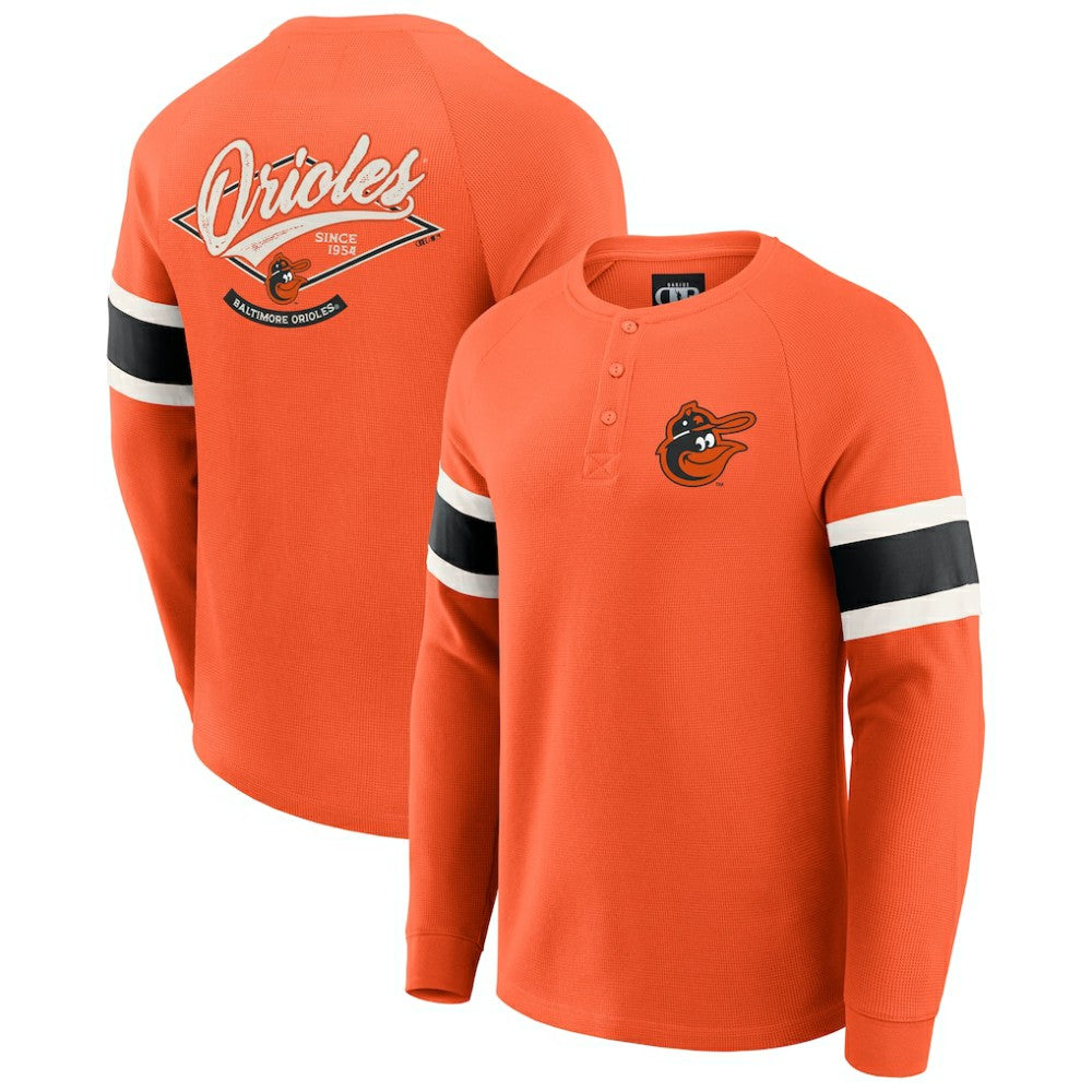 Baltimore Orioles Darius Rucker Collection by Fanatics Waffle-Knit Raglan Long Sleeve Henley T-Shirt - MLB