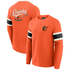 Baltimore Orioles Darius Rucker Collection by Fanatics Waffle-Knit Raglan Long Sleeve Henley T-Shirt - MLB