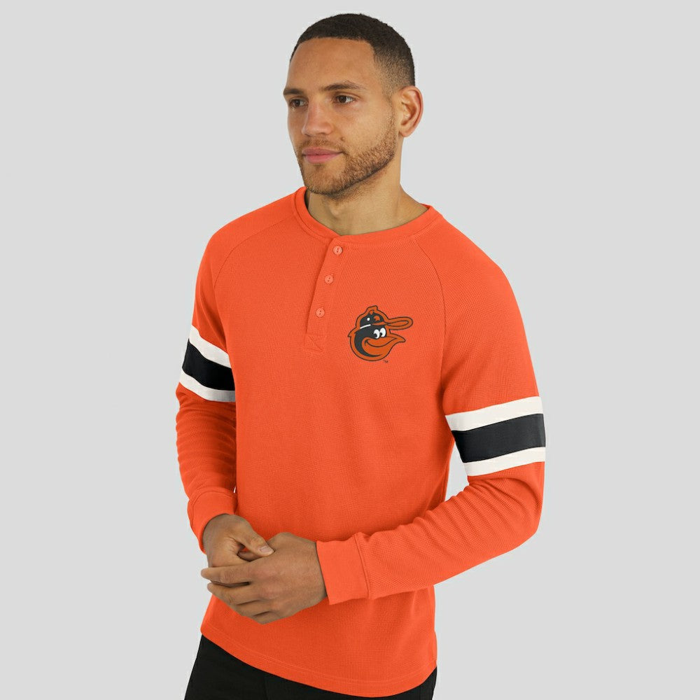 Baltimore Orioles Darius Rucker Collection by Fanatics Waffle-Knit Raglan Long Sleeve Henley T-Shirt - MLB