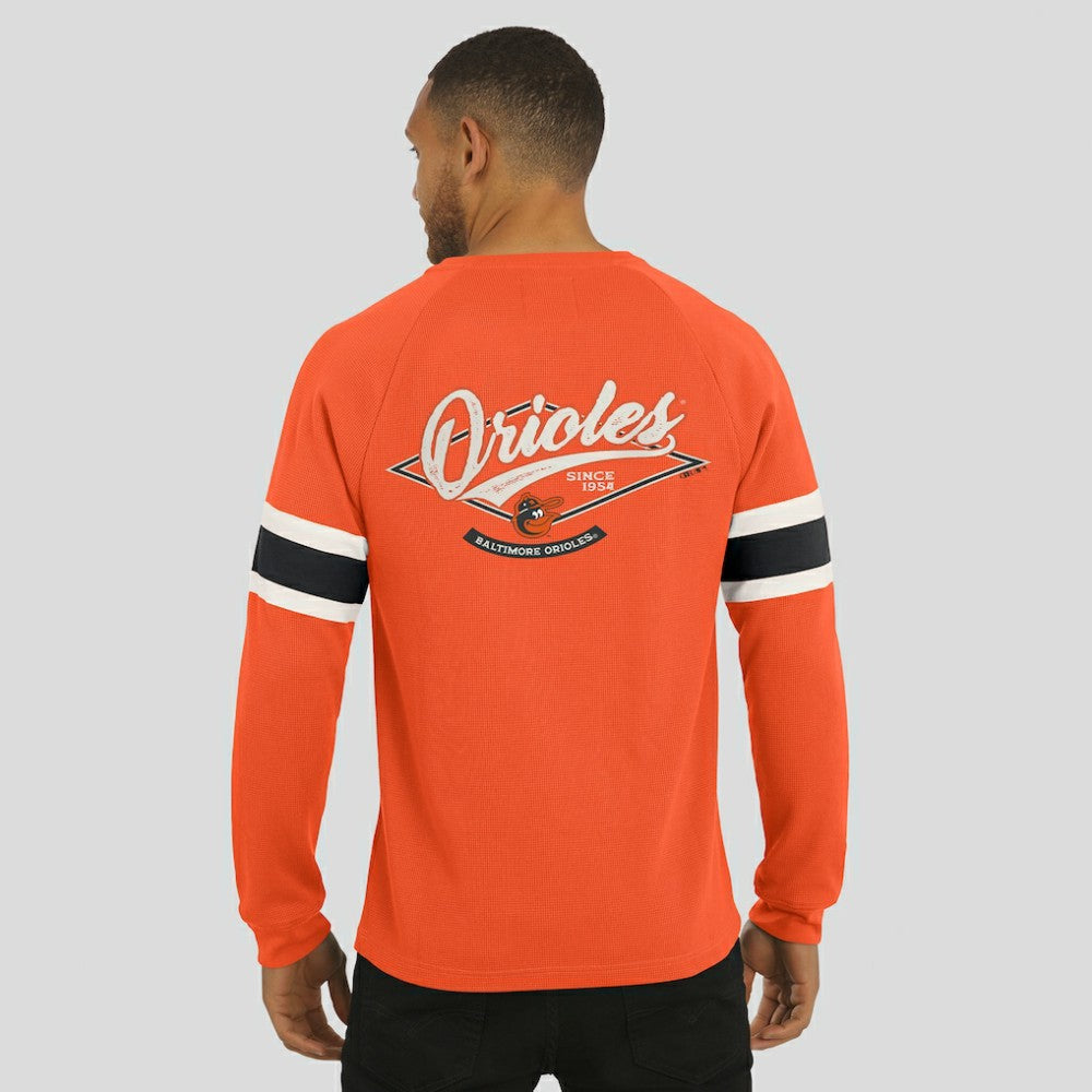 Baltimore Orioles Darius Rucker Collection by Fanatics Waffle-Knit Raglan Long Sleeve Henley T-Shirt - MLB