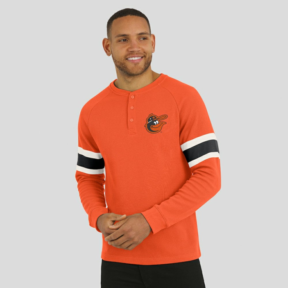 Baltimore Orioles Darius Rucker Collection by Fanatics Waffle-Knit Raglan Long Sleeve Henley T-Shirt - MLB