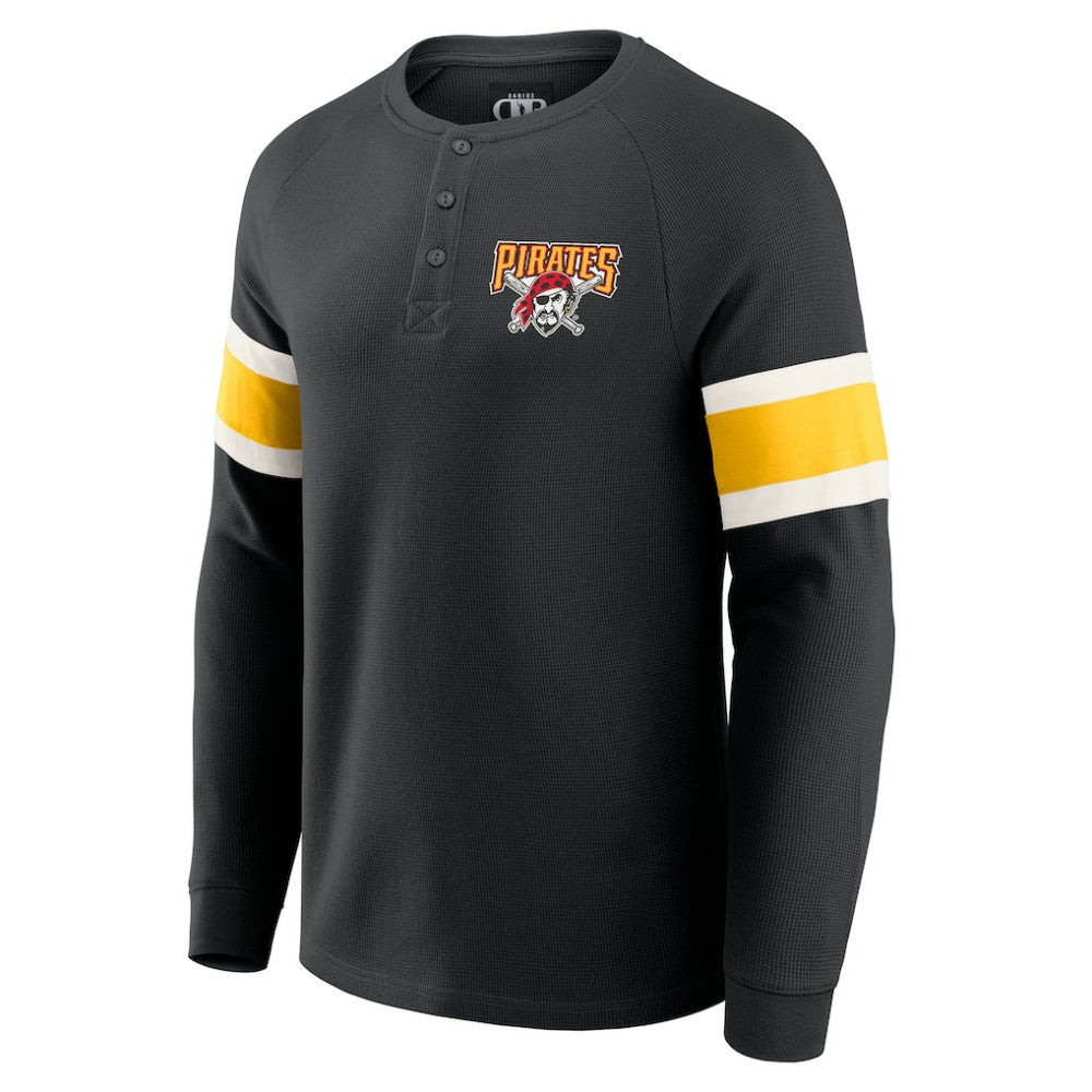 Pittsburgh Pirates Darius Rucker Collection by Fanatics Waffle-Knit Raglan Long Sleeve Henley T-Shirt - MLB