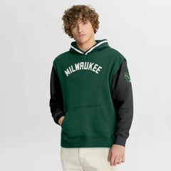 Milwaukee Bucks Half Court Shot Clock Fastbreak Hoodie Hunter Green/Black - NBA