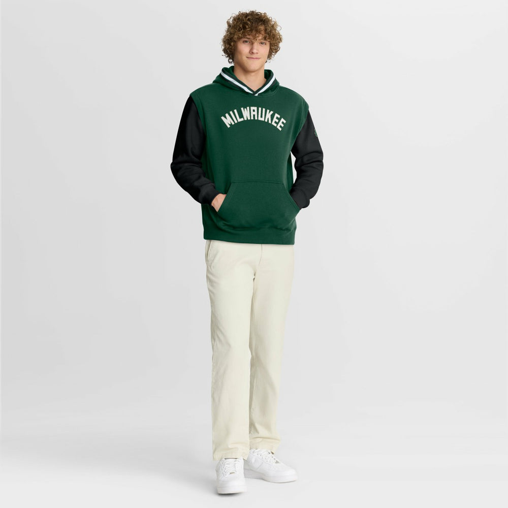 Milwaukee Bucks Half Court Shot Clock Fastbreak Hoodie Hunter Green/Black - NBA