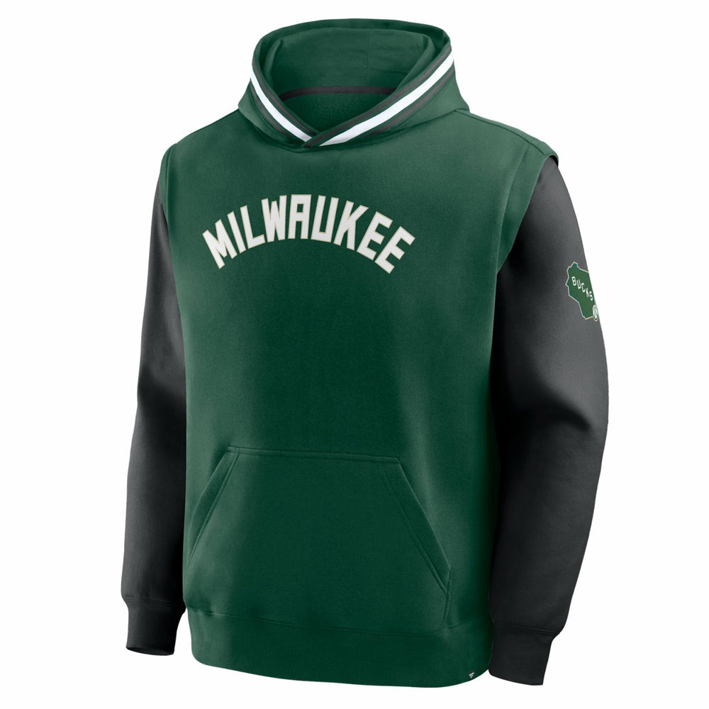 Milwaukee Bucks Half Court Shot Clock Fastbreak Hoodie Hunter Green/Black - NBA