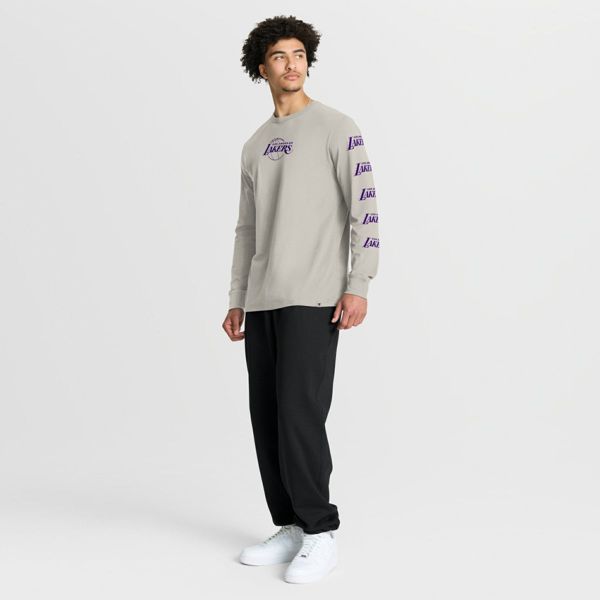 Los Angeles Lakers Crossover Collection Ball Screen Action Premium Long Sleeve T-Shirt Cream - NBA