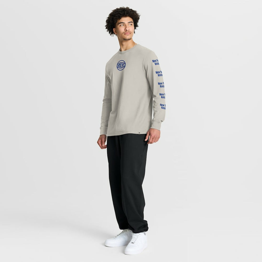 New York Knicks Crossover Collection Ball Screen Action Premium Long Sleeve T-Shirt Cream - NBA