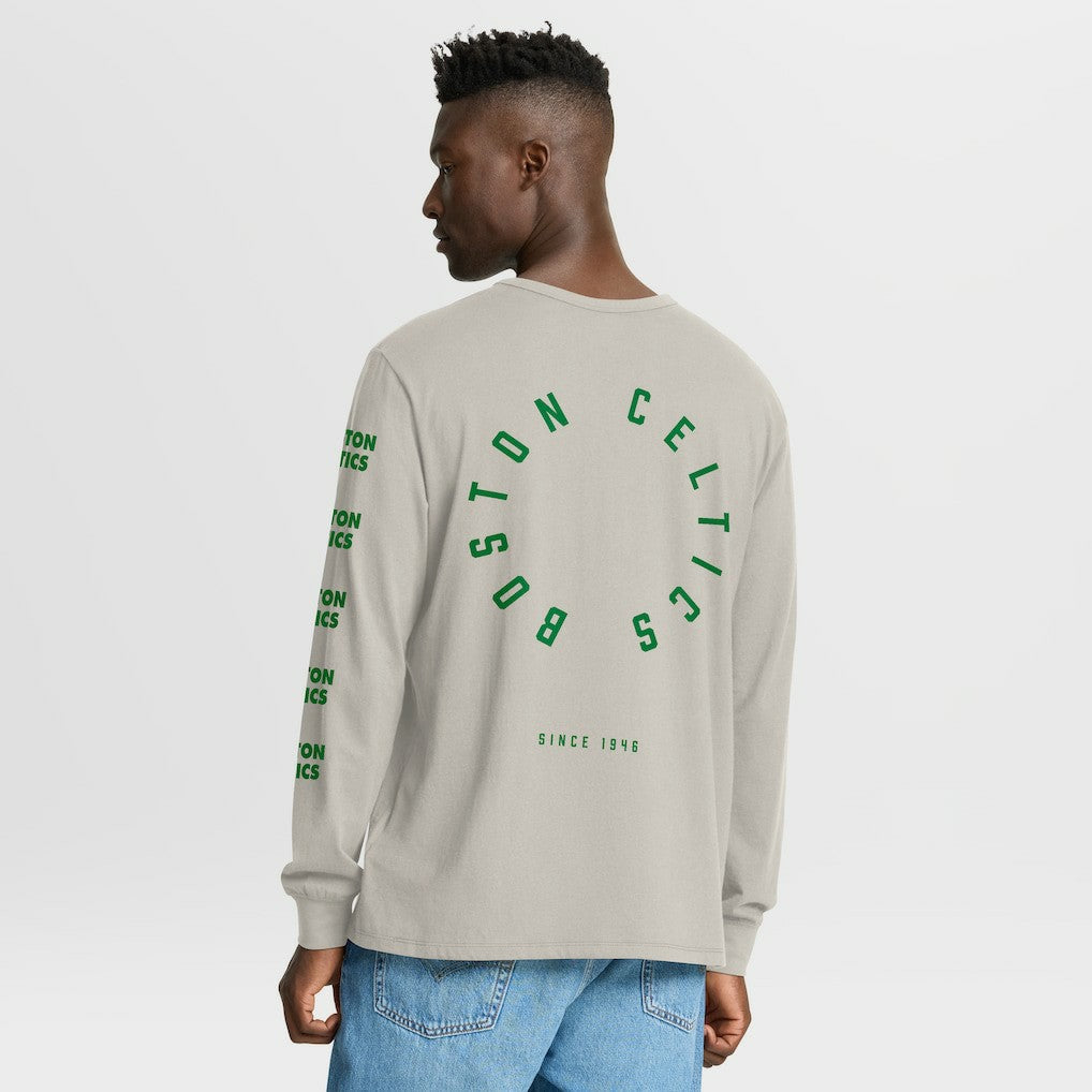 Boston Celtics Crossover Collection Ball Screen Action Premium Long Sleeve T-Shirt Cream - NBA