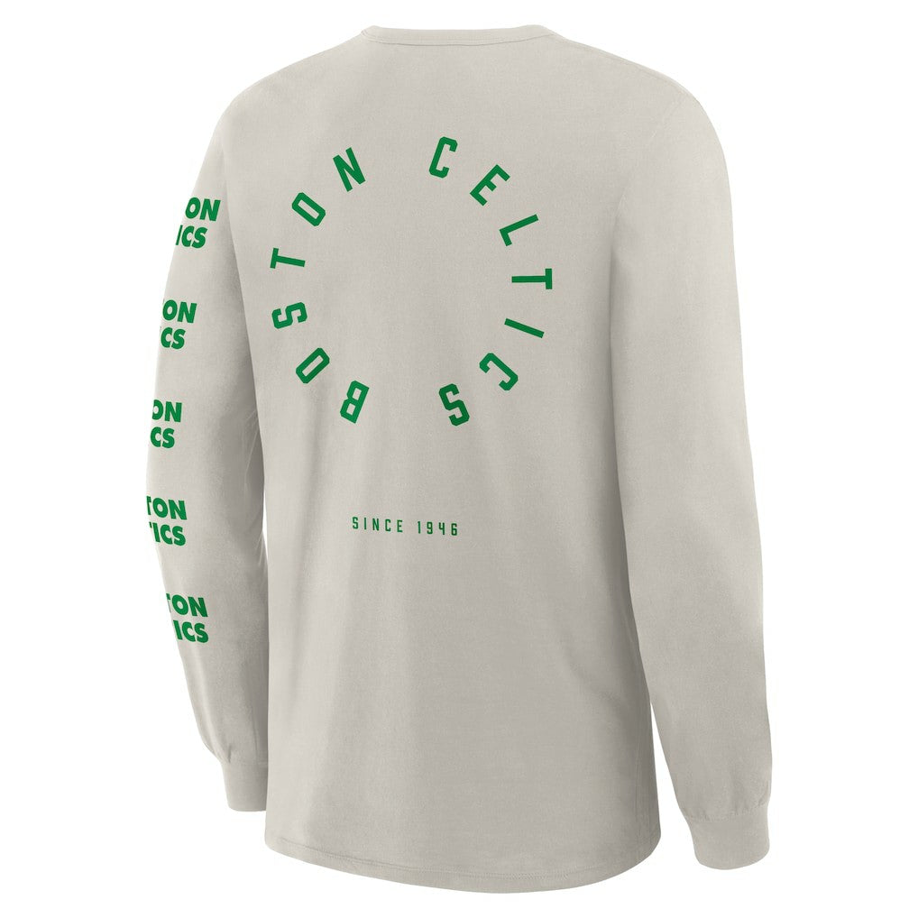 Boston Celtics Crossover Collection Ball Screen Action Premium Long Sleeve T-Shirt Cream - NBA