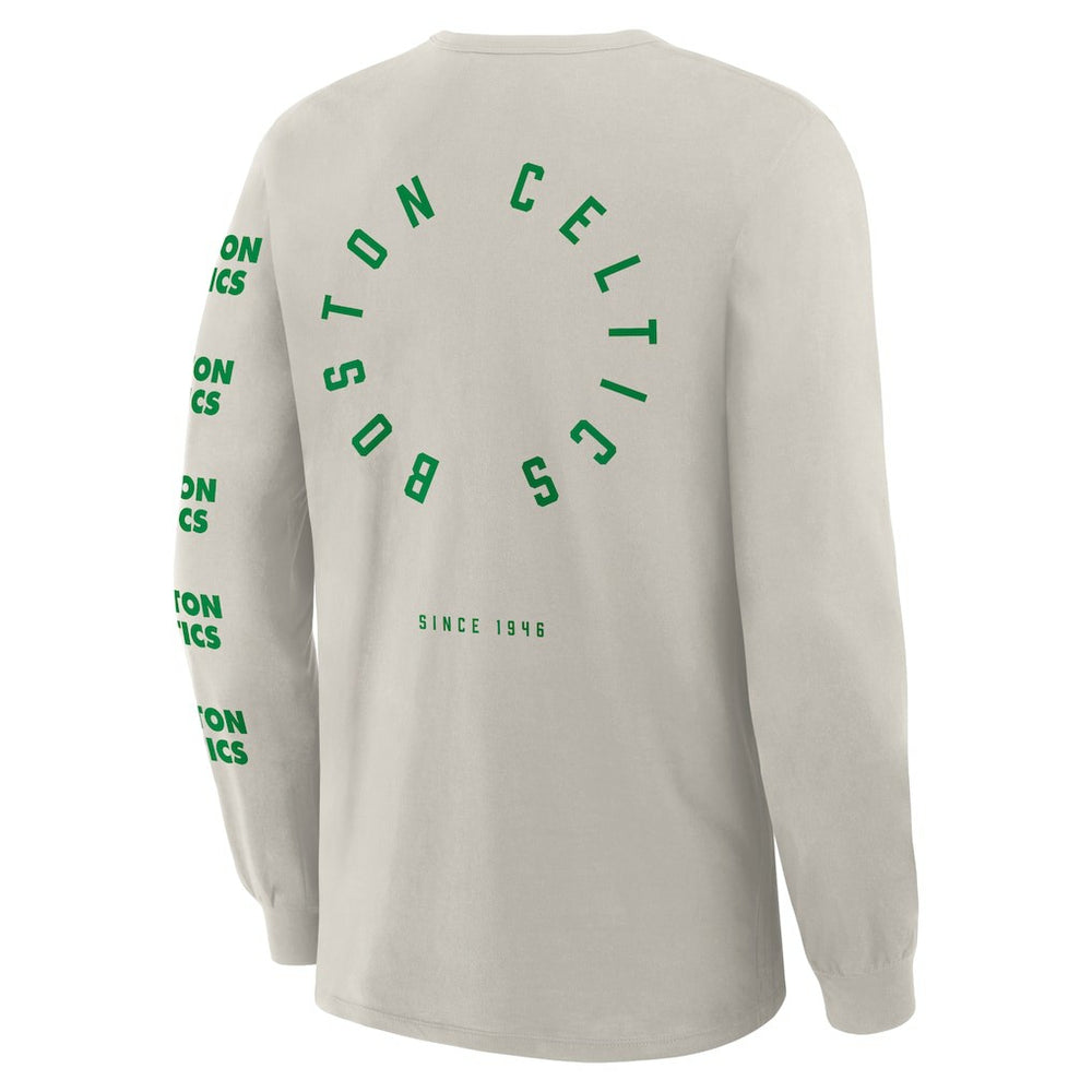 Boston Celtics Crossover Collection Ball Screen Action Premium Long Sleeve T-Shirt Cream - NBA