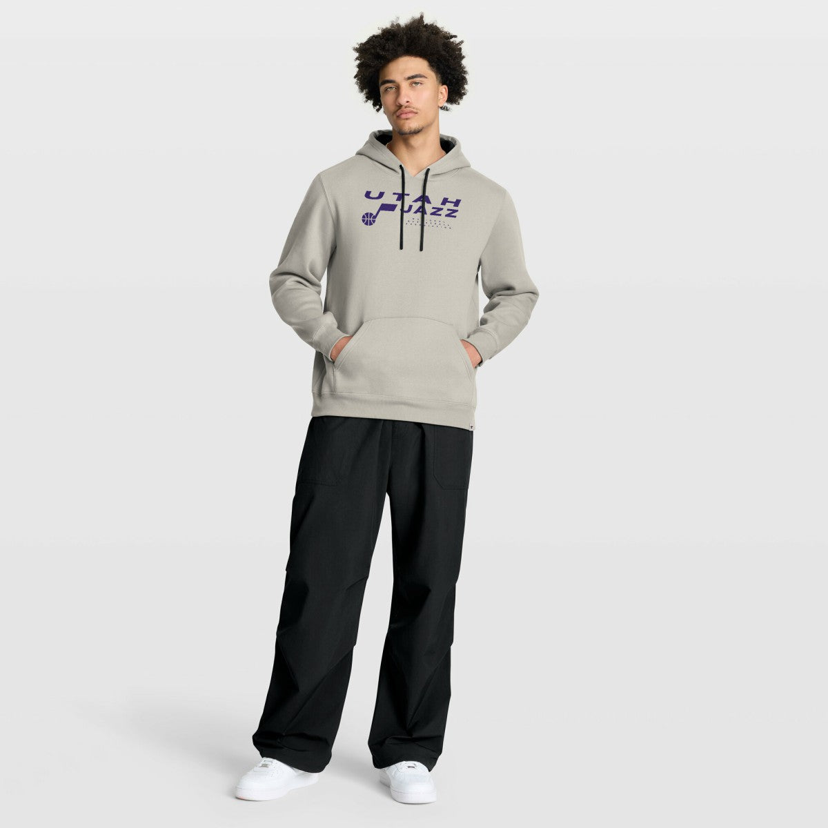 Utah Jazz Crossover Collection Blocked Shot Premium Pullover Hoodie Off White - NBA