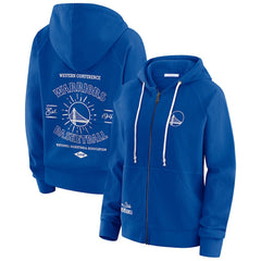 Golden State Warriors WEAR by Erin Andrews Women's Vintage Full-Zip Raglan Hoodie Blue - NBA